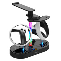 Dok Pengisian Daya Magnetik untuk Konsol PS5, Rak Penyimpanan Lensa Headset PS VR2 dengan Lampu RGB, dan Stand Pengisian Daya