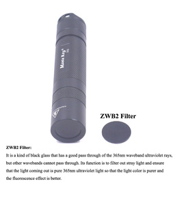 Lampe torche UV noire S10 365nm 3W NCSU276A LED avec filtre ZWB2 en alliage pour détection de taches d'animaux, inspection de jade, durcissement de la résine et détection de fuites (compatible 18650) - Product Image 5