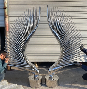 Resong Hot Bán đánh bóng thiết kế thép không gỉ trừu tượng cánh điêu khắc cho khách sạn lối vào trang trí - Product Image 6