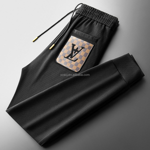 <span class=keywords><strong>Pantaloni</strong></span> Casual da <span class=keywords><strong>uomo</strong></span> per la primavera e l'estate leggeri di lusso in cotone in saia, comodi <span class=keywords><strong>pantaloni</strong></span> laminati tridimensionali - Product Image 2