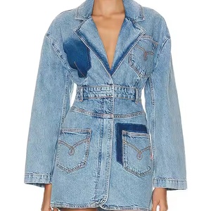 Vestido Midi de Mezclilla para Otoño al por Mayor, Estilo Ejecutivo Elegante, Manga Larga, 100% Algodón, Lavado Ácido, Vestido Vaquero Discreto - Product Image 2