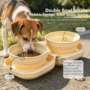 2-in-1 <b>Collapsible</b> Dog Bowl Set with Portable Zippered Case Silicone Travel Pet Food Water Feeder for Hiking Camping Walking - Product Image 4