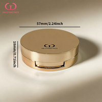 Étui compact rond vide pour coussinets, vente en gros, couvercle transparent en ABS, finition brillante dorée, logo personnalisé OEM