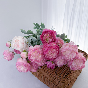 Bouquet de fleurs de lotus artificielles floquées, 52 cm de haut, fleurs en soie simulées pour la décoration de la maison et des mariages - Product Image 3