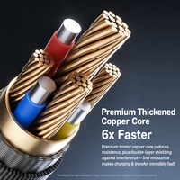 Kabel Pengisian Cepat 240W 4-in-1 Berbahan Paduan Seng dengan Jalinan Kabel USB a ke Type-C, Chip L E-Marker, Mendukung Carplay Carlife, Sinkronisasi Data