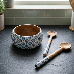 Ensemble de saladiers et de couverts en bois vintage 100% écologiques pour hôtels, restaurants, fêtes et traiteurs - Product Image 2