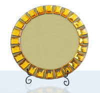Assiette de présentation ronde en verre de luxe minimaliste à motif végétal de 13 pouces – Vaisselle pour la rentrée scolaire et les fêtes