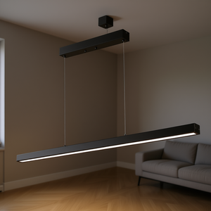 Luminaire suspendu linéaire LED 47 pouces, dimmable, en aluminium noir, rectangulaire, pour la maison et le bureau - Product Image 2