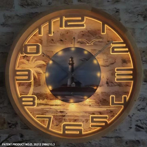 16" Luminous <b>Wall</b> <b>Clock</b> <b>Silent</b> No Ticking Wood Frame Lighted <b>Clock</b> with Smart Sensor to Turn On/Off Lights in Low/Bright Light - Product Image 2
