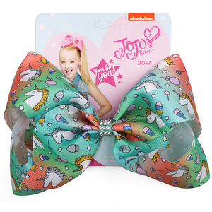 Venta al por mayor de fábrica BSCI: Pasadores de metal con lazo de unicornio de 8 pulgadas, lazos para el pelo estilo <span class=keywords><strong>JOJO</strong></span> Siwa, en caja ecológica. - Product Image 6