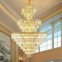 Lustre en cristal de luxe post-moderne de salon à hauteur réglable lampe d'escalier en colimaçon suspendue d'intérieur pour bâtiment duplex