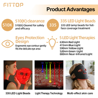 Thérapie par lumière LED de qualité médicale certifiée 510K, 590 nm, 630 nm, 880 nm, thérapie par lumière rouge, soin du visage, usage domestique, best-seller