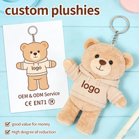 Pluche Teddybeer Sleutelhanger Aanpasbaar Logo Hoodie Zachte Textuur Karabijnhaak Pp Katoen Gepersonaliseerde Branding Schattig Cadeau
