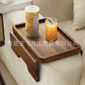Plateau d'accoudoir de canapé en bois massif 35 cm, boîte de rangement pliable pour salon - Product Image 2