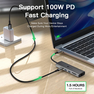 UNIEAN, venta al por mayor, concentrador USB tipo C, 10 puertos HUD, 8 en 1, concentrador USB C, concentrador USB C 3,0, estación de acoplamiento adaptadora 10 en 1 para <span class=keywords><strong>Macbook</strong></span> Pro - Product Image 4