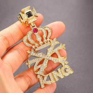 Collar con Colgante de Zirconia Estilo Hip Hop Ice Out para Hombre y Mujer, Corona de Rey, Cadena Cubana de Acero Inoxidable, Joyería Punk Hippie para Regalo - Product Image 3