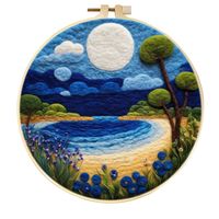 Kit de broderie artisanale ChangxuTextile, paysage hivernal, tissu rond, broderie créative, décoration artistique en feutre 3D