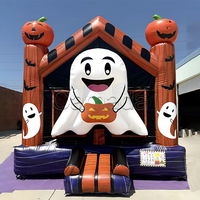 Château gonflable commercial en PVC pour fêtes, thème Halloween (anges et citrouilles), avec souffleur