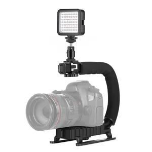 PULUZ U/C Forme Portable Portable DV Support Caméra Stabilisateur LED Lumière De Remplissage Kit Vidéo Lumière Trépied Tête Pour Tous Les Appareils Photo Reflex