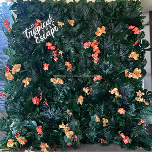 Panel Dinding Daun Palem Tropis MoKtong 8ft X 8ft 5D dengan Hibiscus dan Monstera Sutra Realistis untuk Dekorasi Pesta Pernikahan Pantai - Product Image 3