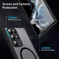 Étui de téléphone magnétique antichoc en TPU+PC mat pour S23/S22/S24 Ultra/S23 FE/Note 20 10 Plus avec charge sans fil
