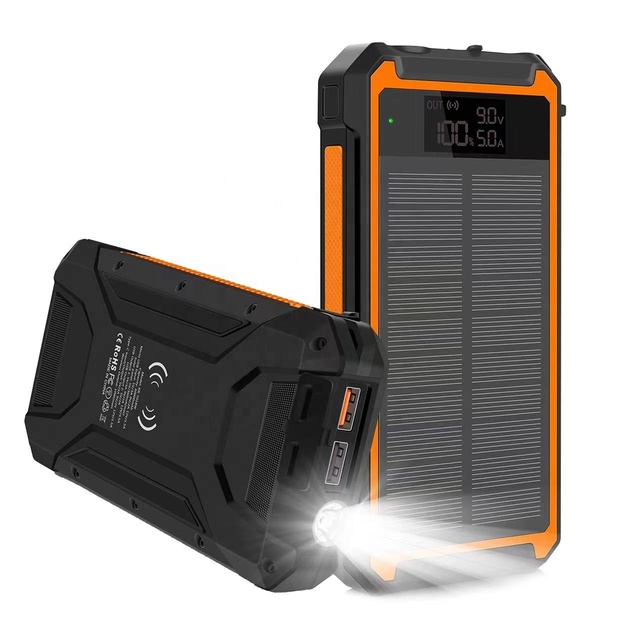 2025 Best Selling Fast Charging Waterproof Solar Power Bank 30000mAh 10W Wireless Charge Battery Watt LED DisplayFlashlights