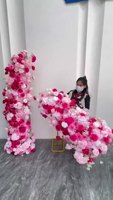 Dekorasi Pintu Masuk Pernikahan Besar Warna Pink Terang Berkualitas Tinggi, Bunga Mawar Buatan untuk Dekorasi Pernikahan