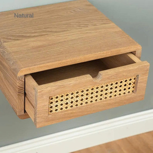 <b>Floating</b> Nightstand with Rattan <b>Drawer</b> Panel Minimalist Bedroom Furniture Single <b>Drawer</b> Storage Design Wholesale - Product Image 6