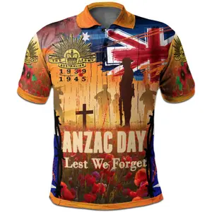 オーストラリアオーストラリアアンザックデイポロシャツアンザックデイ記念1939-1945カスタムシャツ織り半袖シャツ卸売