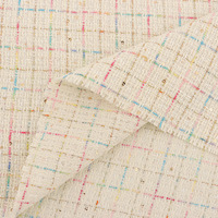 Tissu en tweed à paillettes florales colorées Plaid tissé grossier pour chaussures de mode en stock chapeaux sacs trame fil tricoté teint Textiles de maison