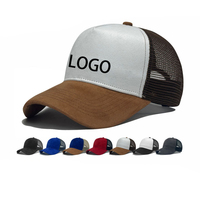 Gorra Deportiva Ajustable de 5 Paneles con Logotipo Personalizado Bordado, de Malla y Gamuza, de Alta Calidad, para Verano, Protección Solar, Transpirable, Venta al Por Mayor