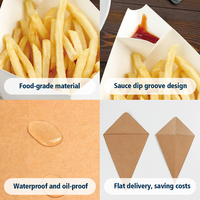 Support en papier écologique pour crêpes, gaufres, churros, frites et autres snacks à emporter, avec compartiment pour sauce