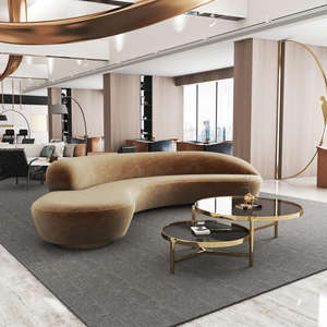 Sofá Moderno de Cuero y Terciopelo Curvo para Recepción, Salón, Centro Comercial, Sofá de Espera, Sofá de Hotel de Ocio, Muebles para Vestíbulo - Product Image 1