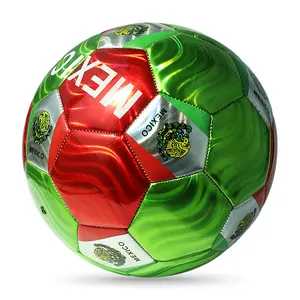 Pelota de fútbol de cuero metálico, balón de fútbol de PVC, tamaño 5, 32 paneles, máquina de espuma, Stitch, logotipo personalizado