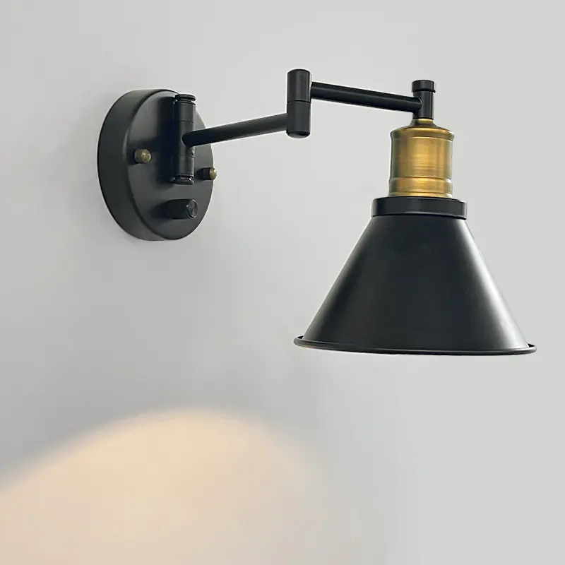 ETL Iron Black Nordic Creative Folding Wall Sconce Vintage Swing Arm Wall Lamp Wall Bracket Light Swing Arm Sconce For Bedroom