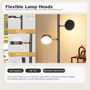 <span class=keywords><strong>Lampadaire</strong></span> LED moderne et contemporain à <span class=keywords><strong>3</strong></span> <span class=keywords><strong>têtes</strong></span>, RGB réglable, avec télécommande tactile, étanche, longue autonomie pour salon - Product Image 3