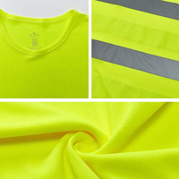Camiseta de Trabajo Reflectante de Manga Corta, Color Amarillo Fluorescente, Transpirable y Ligera, para Trabajos de Construcción al Aire Libre en Verano