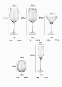 แก้วไวน์คริสตัลใสลายเส้นแนวตั้งขอบทองหรูหรา ปราศจากสารตะกั่ว สำหรับเสิร์ฟแชมเปญ ค็อกเทล ไวน์แดง และน้ำ - Product Image 4