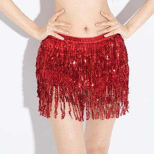 Kadınlar ve kızların ışıltılı pullu püskül Wrap bel etek dans partileri için Mini cıngıllı şal kıyafet göbek dans türk - Product Image 1