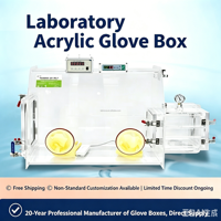 Boîte à gants en acrylique transparente, chambre d'expérimentation sous vide à gaz inertes pour laboratoire, boîte à gants de laboratoire en verre organique