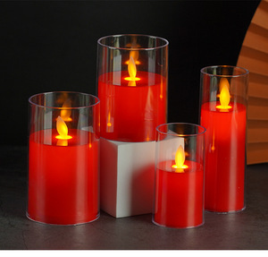 Chất lượng cao nóng bán đỏ nhấp nháy Flameless nến Pin hoạt động Đỏ Flameless nến với từ xa và hẹn giờ - Product Image 1