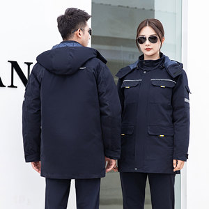 Đồng phục công nhân mùa đông <span class=keywords><strong>100</strong></span>% cotton cho nam nữ, chống gió, quần áo bảo hộ lao động, áo khoác 2 mảnh có thể tháo rời, dài trung bình - Product Image 3