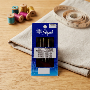 Agujas de Hilo Automático ND0058 |   Agujas de Coser Autoenhebradoras Royal Surtidas de 0.89mm, 0.76mm y 0.71mm, Agujas de Coser a Mano de Acero - Product Image 1