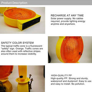 Luz Intermitente LED Portátil de Plástico Amarillo de 3V con Energía Solar para Advertencia de Seguridad Vial en Construcción de Carreteras - Product Image 4