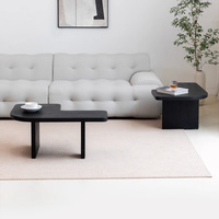 Table basse en bois massif Durable noire Design en frêne Table d'appoint basse créative irrégulière Table à thé de salon de Style Wabi-Sabi