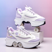 Chaussures à roulettes 4 roues sûres et durables pour garçons et filles, baskets tendance avec roues, chaussures décontractées à double usage pour le patinage