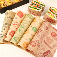 Kertas Pembungkus Anti Air dan Anti Minyak untuk Hamburger, Sandwich, BBQ, Takeaway, Grosir, Kertas Anti Minyak Custom