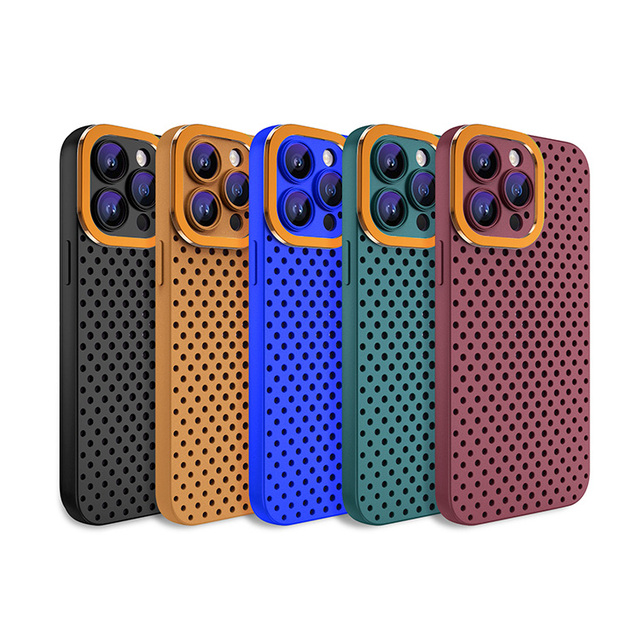 Fashion New Heat Dissipation Breathable Cooling case for iPhone 16 15 14 13 12 11 Pro Plating Lens Protection Phone Case