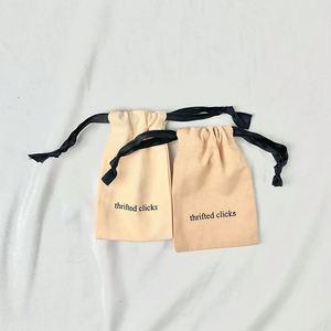 Wholesale <b>Small</b> Moq 100% Organic Cotton Packing Pouch Canvas Fabric Muslin Calico Pouch Eco Dust Pouch With <b>Black</b> Ribbon - Product Image 4