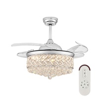 Ventilateur de plafond LED en acrylique DC de style européen-américain de luxe personnalisé avec télécommande 220V pour salon/salle à manger/chambre/étude/restaurant